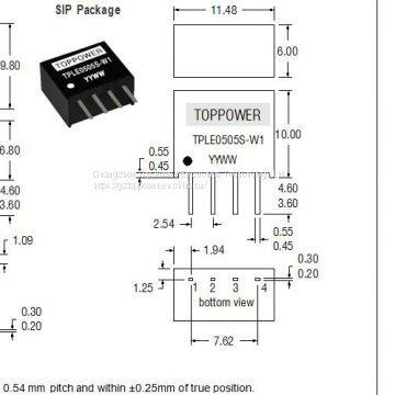 Single Output DC-DC Converter / TPE / 1W / 1KVDC Isolation / DIP or SIP photo-2