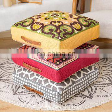 Wholesale India Home Decoration Eco Ottoman Wool Embroidered Floor Cushion Cotton Woven Square Moroccan Pouf photo-2
