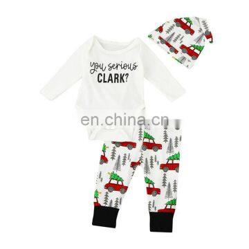 Family Matching Christmas Clothes 3pcs Newborn Are You Serious Clark Romper Christmas Tree Truck Pant Hat Baby Outfits