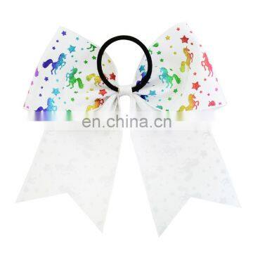 8Inches Girl Hairbands Children Unicorn Love Heart Print Hair Band With Bow photo-4