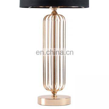 Top Sale Hotel Home Desk Decoration Metal Gold Study Table Lights With Black Lampshade photo-3