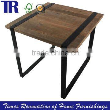 Metal Black Legs Dining Table,Old Elm Top Dining Table,Square Dining Table