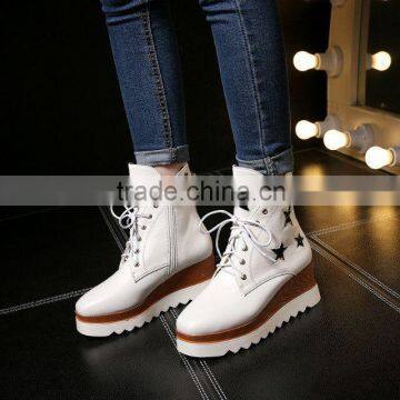 Fujian Factory Customize Lace up Thick Sole High Neck Sport Shoes With Stars photo-5