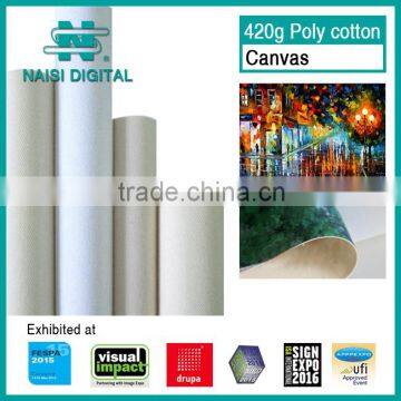 420gsm Inkjet printing poly cotton canvas roll for eco solvent                        
                                                Quality Choice