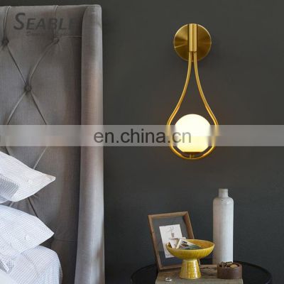 New Listed Decoration Bronze Milky White Indoor Hotel Bar Bedroom Metal Glass Modern LED Wall Lamp