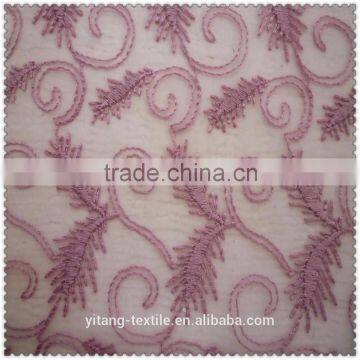 purple embroidered organza fabric