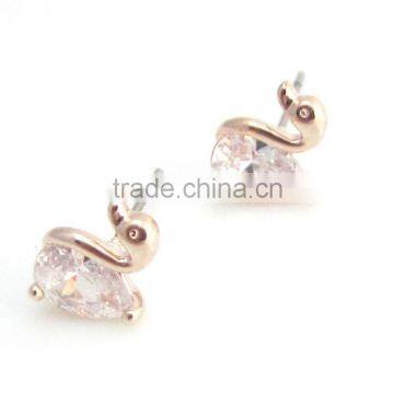 Brass zircon earring with 24k gold plated