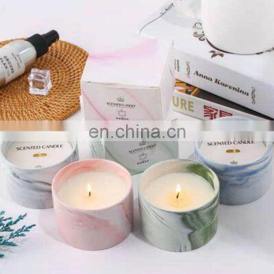 Private label luxury marble jar candles pure natural soy wax essential oil scented candle wholesale custom