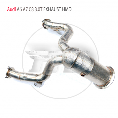 HMD Exhaust Manifold High Flow Downpipe for Audi A6 A7 C8 3.0T Car Accessories With Catalytic Header Without Cat Catless Pipe whatsapp008613189999301