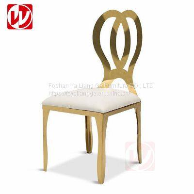 Gold luxury banquet wedding furniture shiny stainless steel dining chair for hotel party events