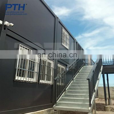 Prefab black steel structure two story container luxury villa for sale