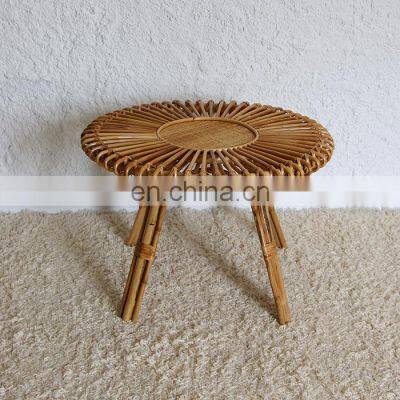 Flower Shaped Rattan Coffee Table Vintage Wicker Side Table Decor Home Vietnam Manufacturer Cheap Wholesale