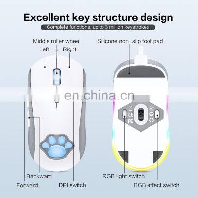 CW918 Cat Paw Game Mouse 7 Color RGB 7200DPI Universal Usb Wired Gaming Mouse For Computer photo-2