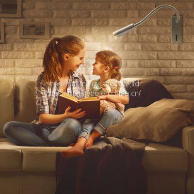 Meanyee Wall Mount Reading Lamp Headboard Bedside Lights With Switch/Flexible Gooseneck/Surface/Brushed Nickel/3000K LED/MY-WN188N photo-5