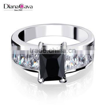 Hot Classic Rectangle One Stone Wedding Ring Black Color Cc Fine Jewelry Ring