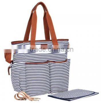 Stylish Stripe Cotton Canvas Nappy Baby Diaper Bag photo-3