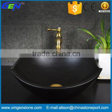 Natural Black Marble Bathroom Stone Sink For Indoor