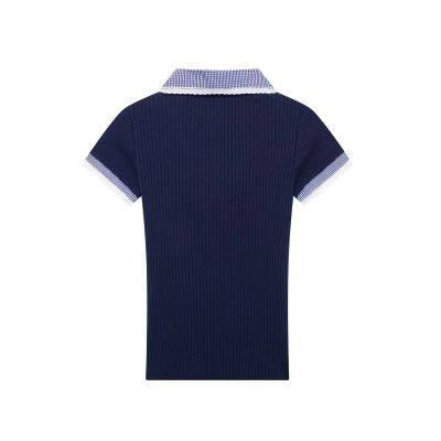 Spring new style women's casual color-matching short-sleeved simple ribbed T-shirt with round collar and reversible design