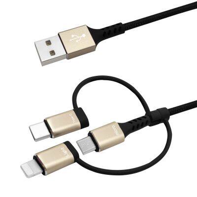 Fast Charger Adapter Cord 3-in-1 Multi USB Charging Cable Type-C Micro USB for Lightning Ports Compatible Cables photo-2