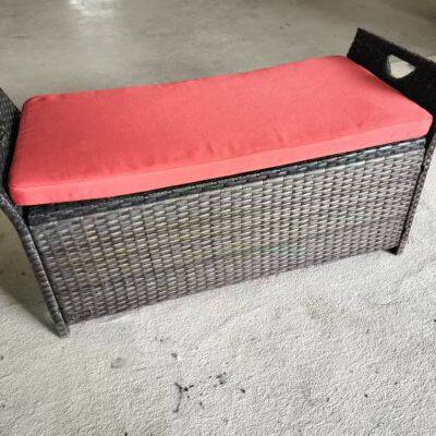 High Quality Garden Storage Bench New Plastic Rattan Garden Storage Bench Modern Style Storage Bench With Cushion photo-3