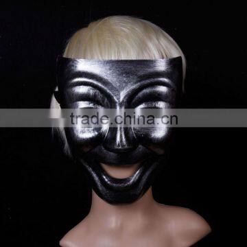Hot sale plastic smile black halloween scary masks/clown mask