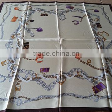 ladies woven twill digital printed silk scarf