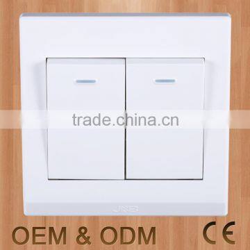 Hight quality 10A 16A two gang one way big button gang switch with fruorescent indicator