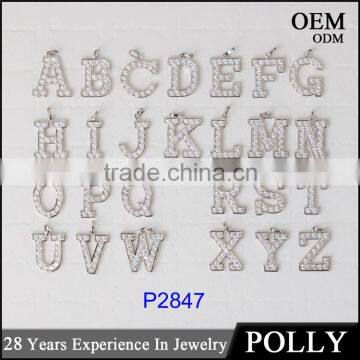 Fashion 925 Sterling Silver 26pcs letter alphabet Initial Bling Bling Pendants