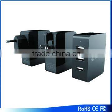 UL CE ROSH certified eu multiport flat usb wall charger 2 3 4 port wall plug charger for mobile phone charger