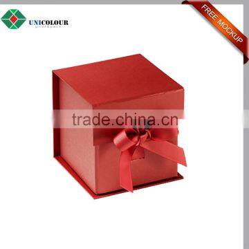custom design paper folding gift box with ribbon closure