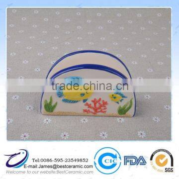 hand painting colour Ceramic Napkin holder sea style