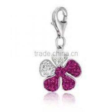 Vnistar wholesale cheap silver enamel and crystal clip-on charm girls' favourite jewley makings,TC-029