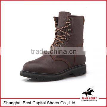 Red leahter safety shoes, rubber sole work shoes, Garden work boots