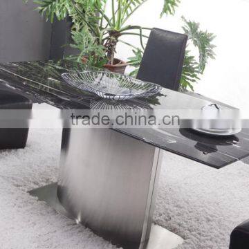 Classic designs marble top stainless steel frame dining table sets hot sale furniture