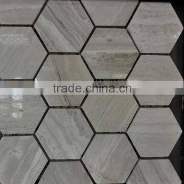 Hexagon wood grey vein mosaic