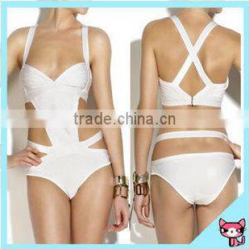 2015 Strappy Bow Bandeau One Piece Bikinis Push up Swimwear Christmas Gift Women Bikini Swimsuit
