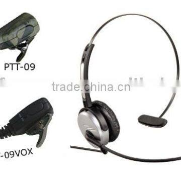 Super lightweight over-the-head two way radio headset with flexible boom microphone WT1001