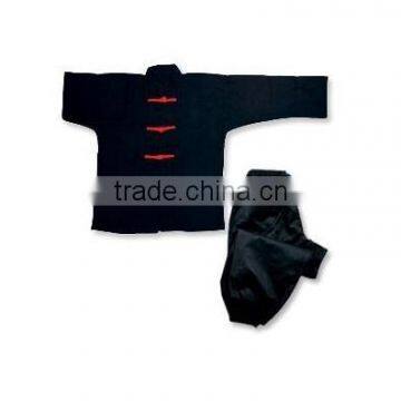 Black Kung Fu Uniform with Red Frog Button