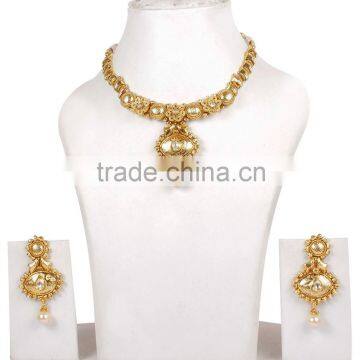 Indian Designer Gold Tone Polish Necklace For Women