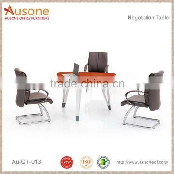 with Aluminum Base Triangular Wood Veneer Meeting Table