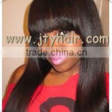 High Quality Fashional 18" #1B Off Black Silky Straight, Soft & Beauty Indian hair lace front wig