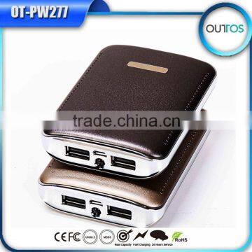 High quality Imitation leather material/texture power bank for smartphone