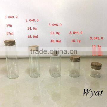 wholesale round pillar glass tubing small glass vials with cork 50ml 45ml 40ml 30ml 15ml manufacturer