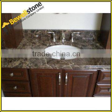 Villa project brown emperador marble top bathroom vanity cabinet