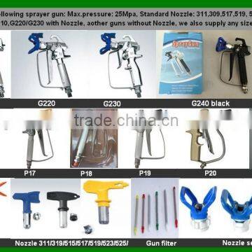 good quality airless Paint spray Gun with tip and tip guard for high pressure airless paint sprayer machine