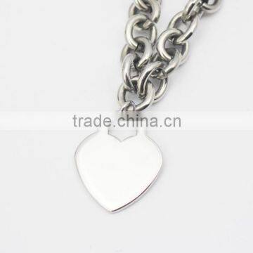 Top Quality Stainless Steel Chunky Chains Heart Necklace photo-3