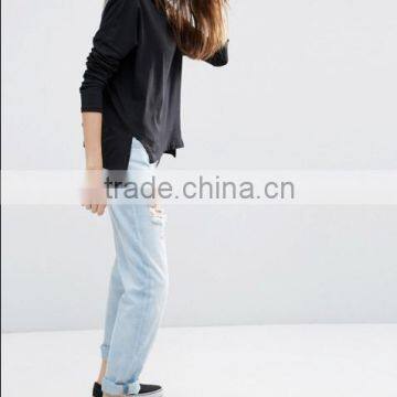 OEM Women's New Long Sleeve Top With Side Splits T-Shirts Nightshirts photo-3