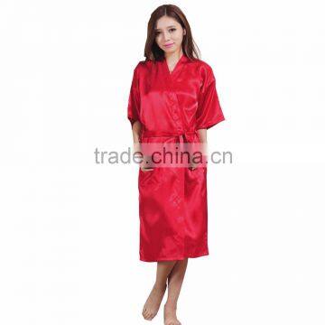 Bathrobe Womens Kimono Satin Long Robe Sexy Lingerie Classic Nightgown Sleepwear with Belt