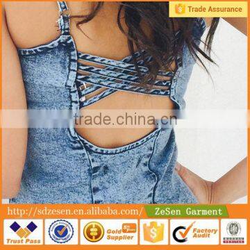 Hot Sale Summer Adjustable Strap Denim Dress Slim Body Fit Dresses For Girls photo-4