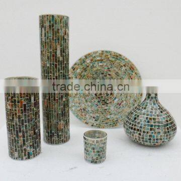 Colorful mosaic glass candle holder